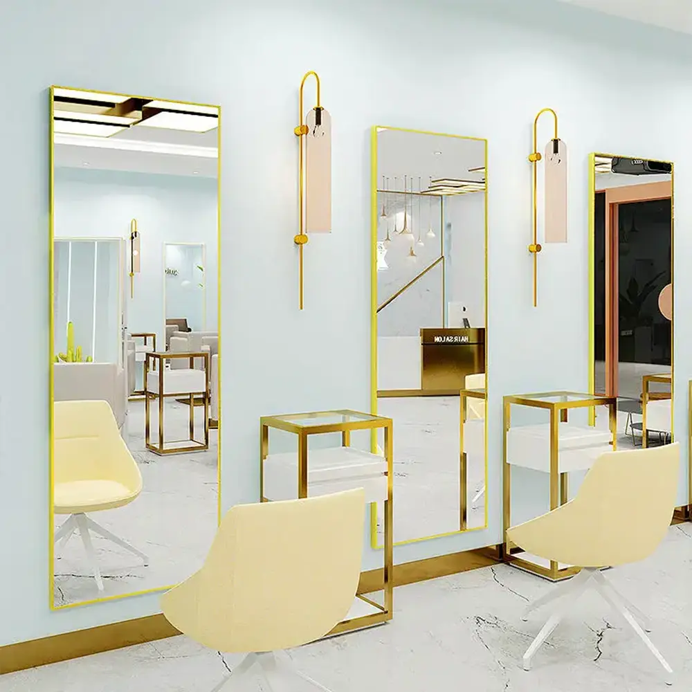 Miroir de salon, Station de miroirs de beauté à LED, Miroir de beauté pour salon de coiffure, Miroir de salon à LED avec lumières, Pansement désembueur