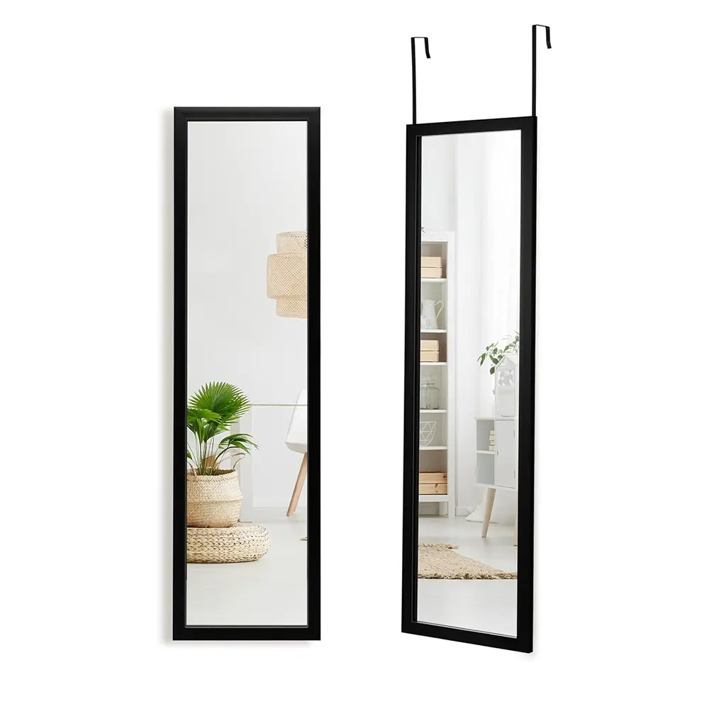 Over The Door Mirror Full Length, Plastic Dressing Mirror Hanging Door Mirror for Bedroom Living Room Locker Room, Polystyrene Frame