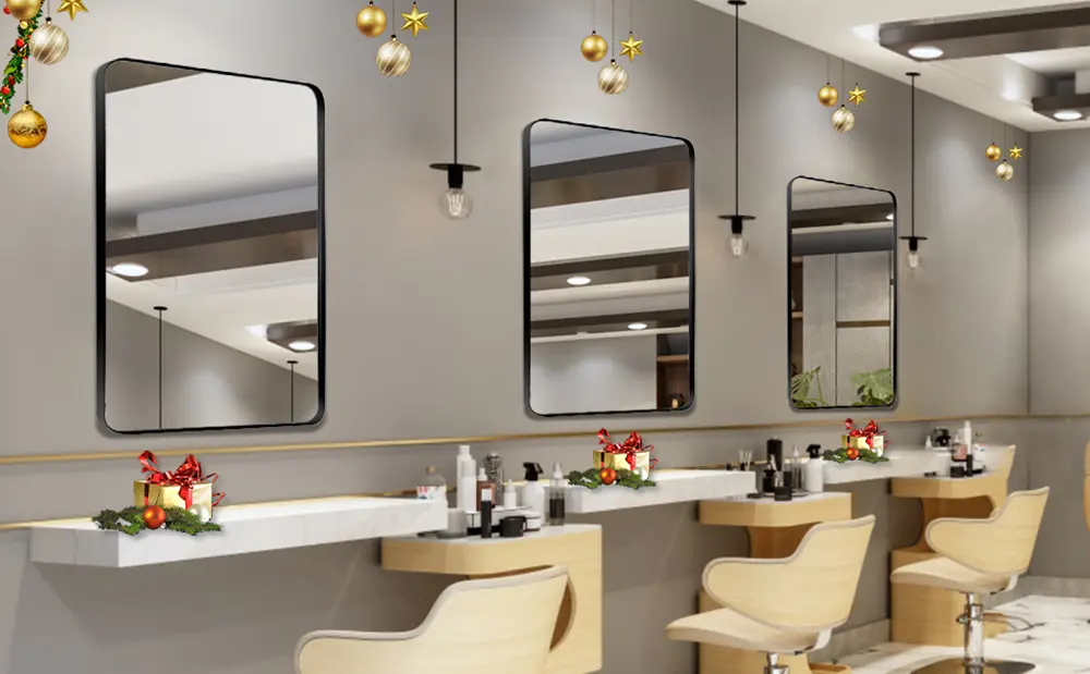 Black Rectangle Mirror for Wall, Rounded Corner Black Mirror for Bathroom, Bedroom, Living Room, Entryway - Custom Black Mirror - 1